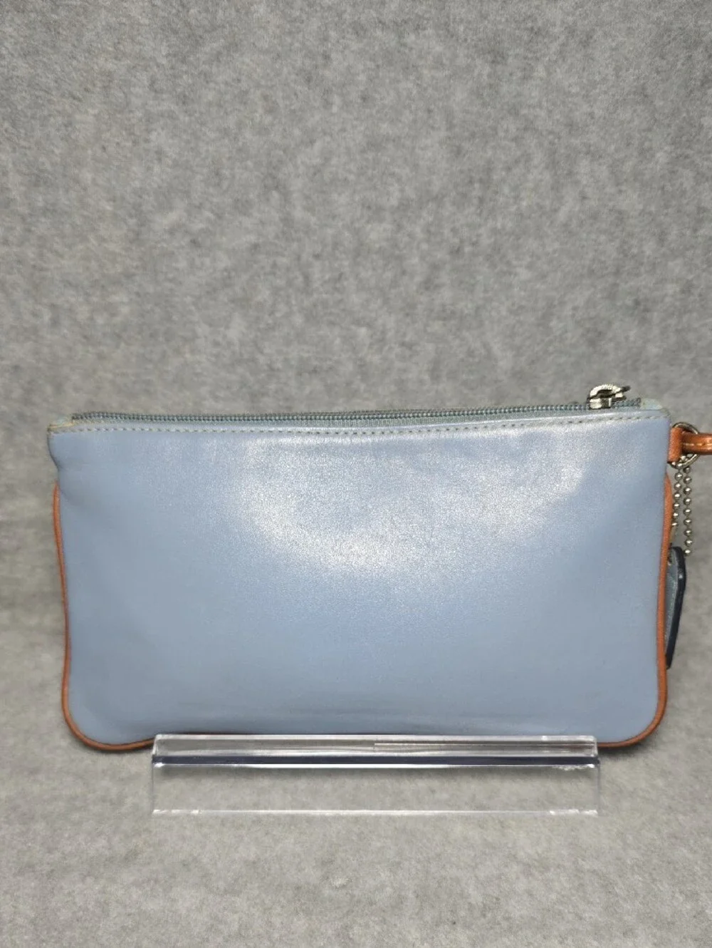 Coach Vintage Hamptons Light Blue and Tan Leather Wristlet